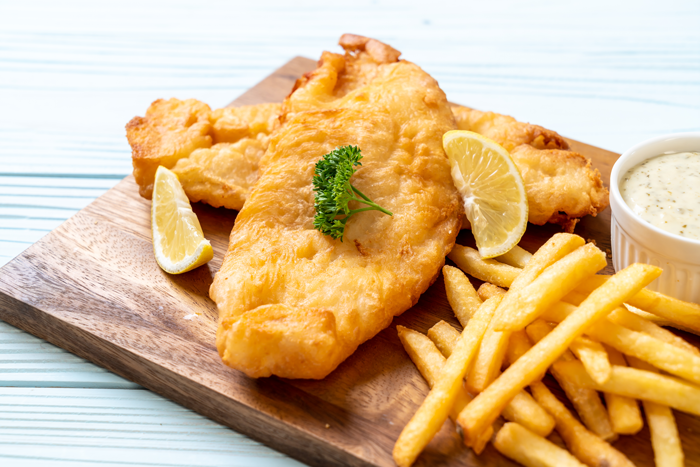 Fish and chips with fries