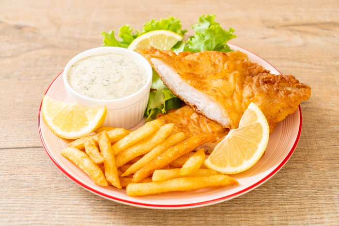 Battered halibut